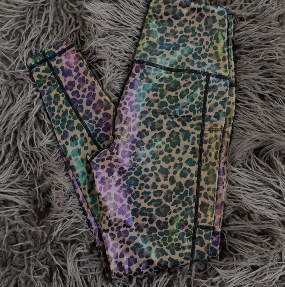 Womens Multicolor Leopard Print Stretch Leggings